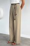 Women's High Waist Pleated Palazzo Pants with Accessory Detail - 3