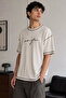 Men's Crew Neck T-Shirt with Front Embroidery and Stitching Detail - 5