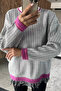 Women's Patterned Knit Sweater with Tassels at the Hem - 4