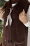 Gülseli Plush Detailed Double Pocket Hijab Knitwear Vest with Belt Accessory - 6