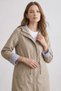 Women's Hooded Stripe Detailed Trench Coat - 2
