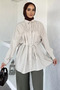 Women's Front Gathered Detailed Waist Tie Hijab Tunic