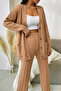 Women's Front Buttoned Self-Line Patterned Knitwear Cardigan Trousers Two-Piece Set - 4