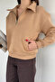 High Collar Half Zipper Embroidered Women's Sweatshirt - 2
