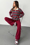 Women's Striped Patterned Sweater Pants Knitwear Two-Piece Set - 4