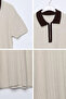 Men's Polo Collar Half Zipper Patterned Knitwear T-Shirt - 3