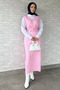 Rose patterned knitted dress shirt hijab two-piece set