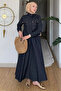 Gülseli Zippered Denim Jacket Skirt Hijab Double Set - 3