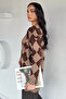 Women's Plaid Patterned Crew Neck Knitwear Sweater - 4