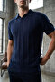 Men's Polo Neck Self-Patterned Knitwear T-Shirt