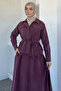 Elastic Waist Skirt, Front Zipper Jacket, Belted Hijab, Two-Piece Set - 2