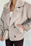 Women's Double-Breasted Collar Coat with Plush Inside - 3