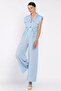 Linen Jumpsuit with Elastic Waistband - 2
