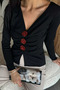 Front Rose Detailed Knitwear Blouse (Available in S, M, L) - 2