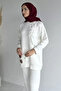 Collar Flower Detailed Tunic Trousers Hijab Double Set - 3