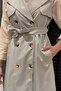 Double-breasted collar waist belt detailed front buttoned hijab trench coat - 3