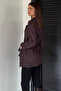 Women's Double-Breasted Collared Jacket with Front Buttons and Waist Belt - 4