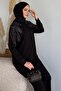Crew Neck Stone Embroidered Tunic Elastic Waist Pants Hijab Double Set