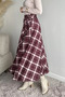 Plaid Patterned Waist-Tie Kiloş Scuba Hijab Skirt - 2