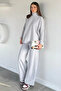 Turtleneck Casual Blouse and Pants Double Set - 2