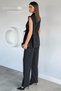 Women's Waist Tie Detailed Vest and Trousers Double Set - 4