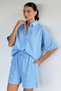 Women's Linen Shirt Shorts Two-Piece Set - 3