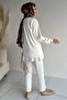 Hijab Appliqué Embroidered Sweat Pants Double Set - 4