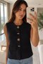 Gülseli Women's Gold Buttoned Knitwear Vest - 4