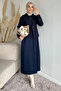 Crew Neck Hijab Dress Jacquard Jacket Double Set