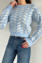 Crew Neck Patterned Soft Yarn Croptop Women's Knitwear Sweater - 2