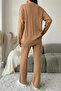 Women's Front Buttoned Self-Line Patterned Knitwear Cardigan Trousers Two-Piece Set - 2
