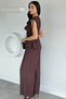 Women's Elastic Waist Pants V-Neck Blouse Two-Piece Set - 4