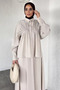 Hijab Drawstring Detailed Waist Tie Tunic Skirt Double Set - 4