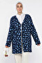 Leopard Patterned Bearded Hijab Knitwear Cardigan - 2