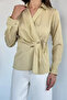 Women's Self-Line Patterned Shirt with Waist Tie Detail - 2