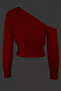 Shoulder Open Embossed Women's Knitwear Sweater - 2