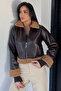 Women's faux leather jacket with plush lining