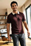 Polo Collar Half Buttoned Men's Knitwear T-Shirt