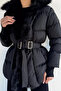 Women's Plush Detailed Waist Belted Coat - 2