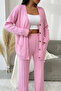 Women's Front Buttoned Self-Line Patterned Knitwear Cardigan Trousers Two-Piece Set - 3