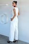 Gülseli Women's Degaje Collar Shoulder Padded Elastic Waist Jumpsuit - 4