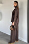 Turtleneck Casual Blouse and Pants Double Set