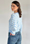 Crew Neck Patterned Soft Yarn Croptop Women's Knitwear Sweater - 4