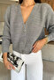 V-Neck Front Buttoned Women's Knitted Sweater Cardigan - 3