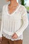 Gülseli Women's V-Neck Openwork Guipure Detailed Knitwear Blouse - 3