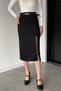 Women's Slit Detailed Belted Midi Length Suede Skirt