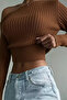 Shoulder Open Embossed Women's Knitwear Sweater