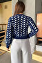 Crew Neck Patterned Soft Yarn Croptop Women's Knitwear Sweater - 3
