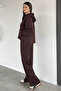 Women's Front Half-Zip Hooded Sweatshirt and Elastic Waist Pants Double Set - 4