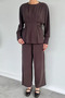 Gülseli Women's Pleated Belted Blouse and Elastic Waist Pants Two-Piece Set